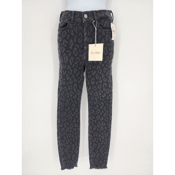 DL1961 Farrow Ankle Jeans Black Leopard Print Women's Sz 26 - Picture 12 of 13